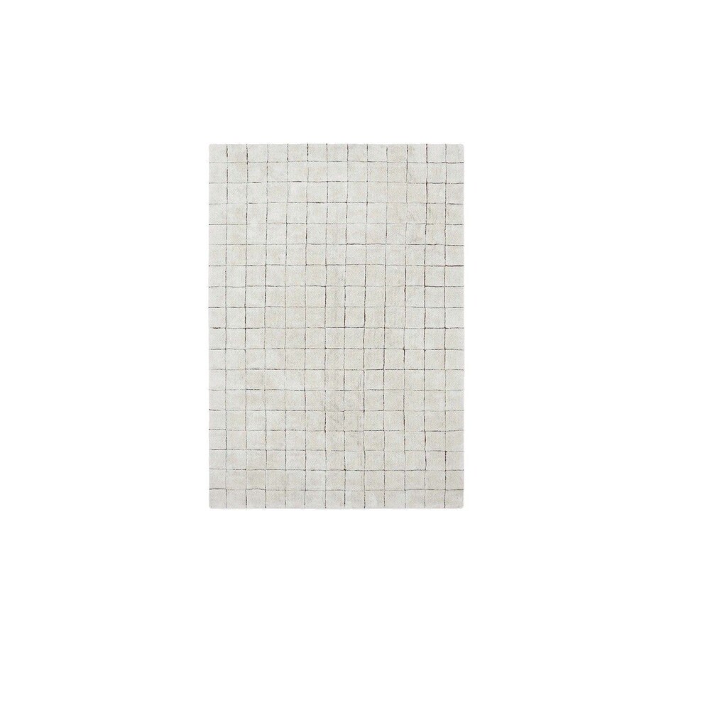 Lorena Canals Washable Rug Mosiac In Natural (Cream) W/ Brown Line Boxes NEW